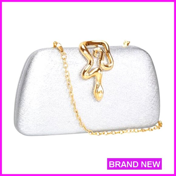 Glitter Clutch Evening Bag Convertible Chains Elegant Sparkly Handbag - Picture 2 of 8